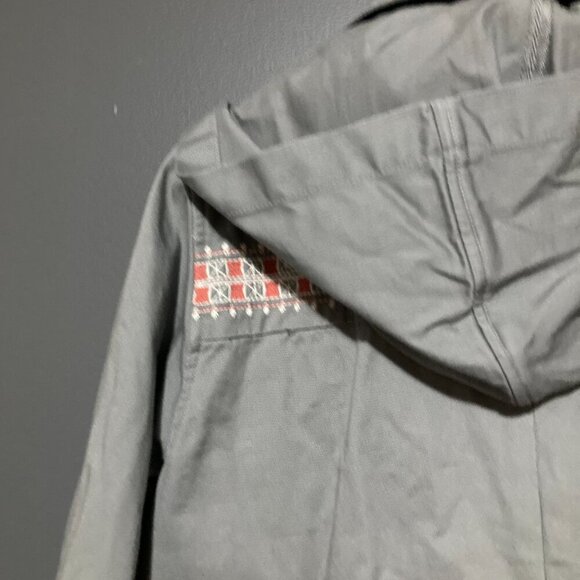 Roxy Women Size L Grey Windbreaker Jacket Surfer Geo Pattern Hood Lightweight - Picture 8 of 13